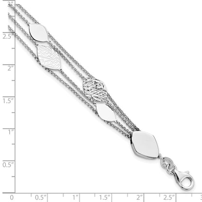 7 Inch Sterling Silver Polished D/C 4-Strand With 1.5In Ext. Bracelet