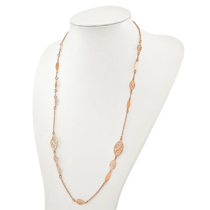 Gold Plated Sterling Silver Rose Polished Filigree Necklace