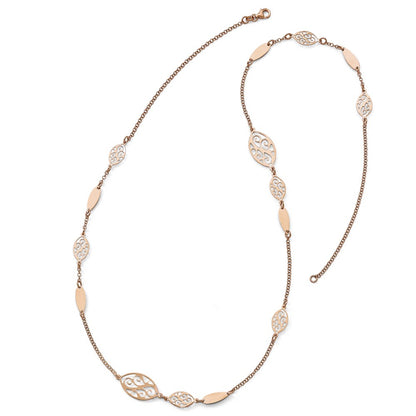 Gold Plated Sterling Silver Rose Polished Filigree Necklace