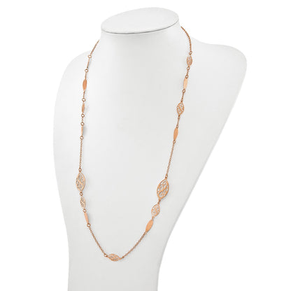 Gold Plated Sterling Silver Rose Polished Filigree Necklace