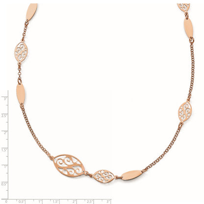 Gold Plated Sterling Silver Rose Polished Filigree Necklace