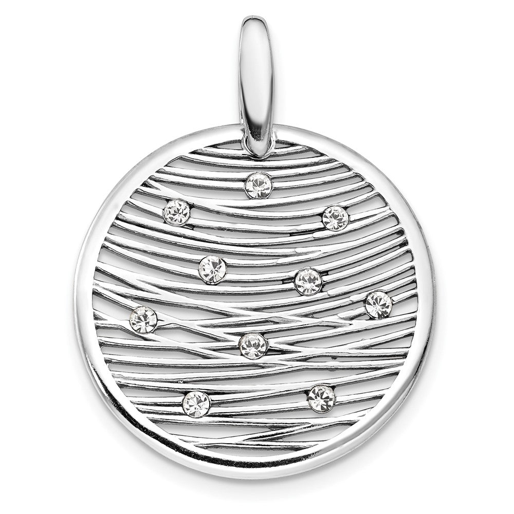 Sterling Silver Rh-Plated Polished Preciosa Crystal Pendant