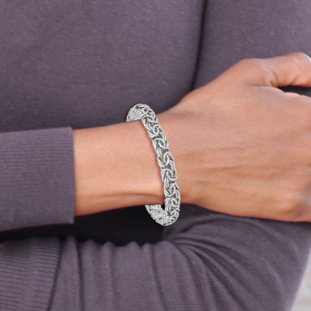 7.5 Inch Sterling Silver Polished And Textured Cz Bracelet