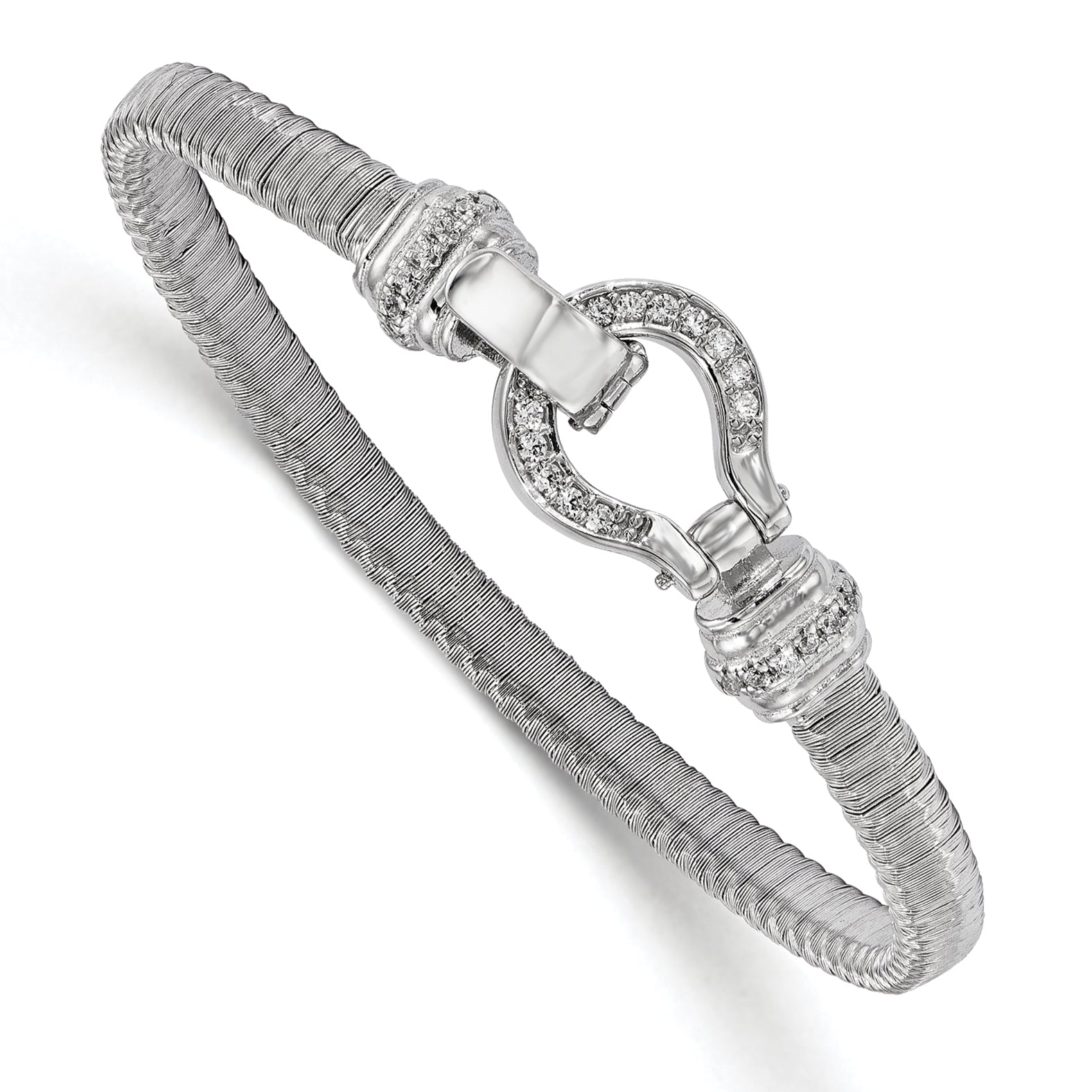 7.5 Inch Sterling Silver Cz Mesh Bracelet