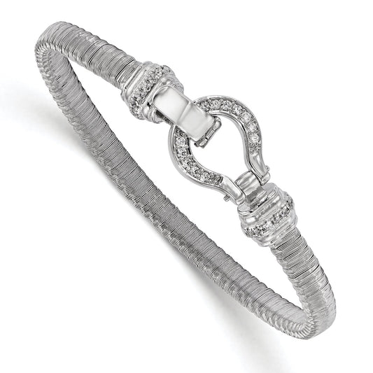 7.5 Inch Sterling Silver Cz Mesh Bracelet