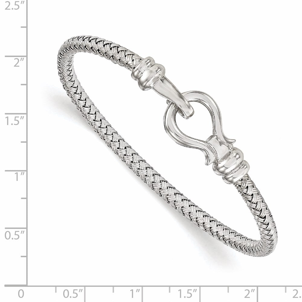 Sterling Silver Hook Rhodium-Plated Bangle
