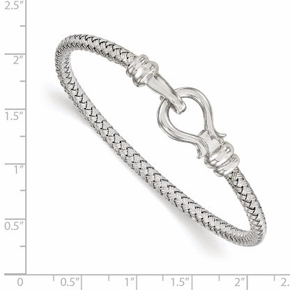 Sterling Silver Hook Rhodium-Plated Bangle