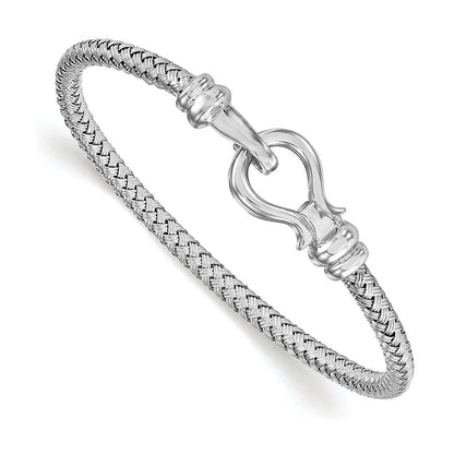 Sterling Silver Hook Rhodium-Plated Bangle