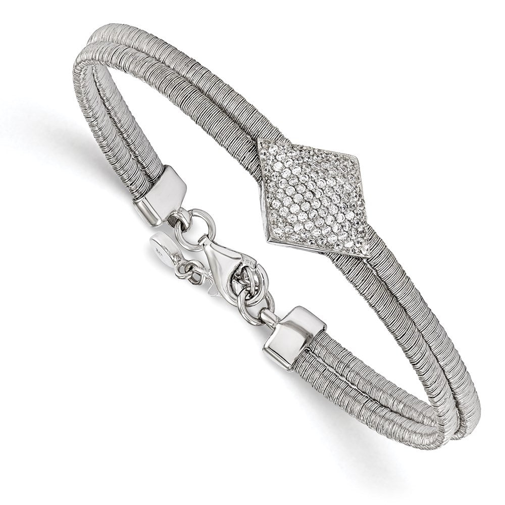 7 Inch Sterling Silver Cz W/1In Ext. Bracelet