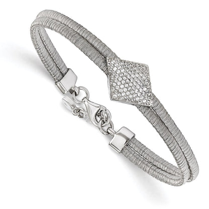 7 Inch Sterling Silver Cz W/1In Ext. Bracelet
