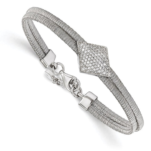 7 Inch Sterling Silver Cz W/1In Ext. Bracelet