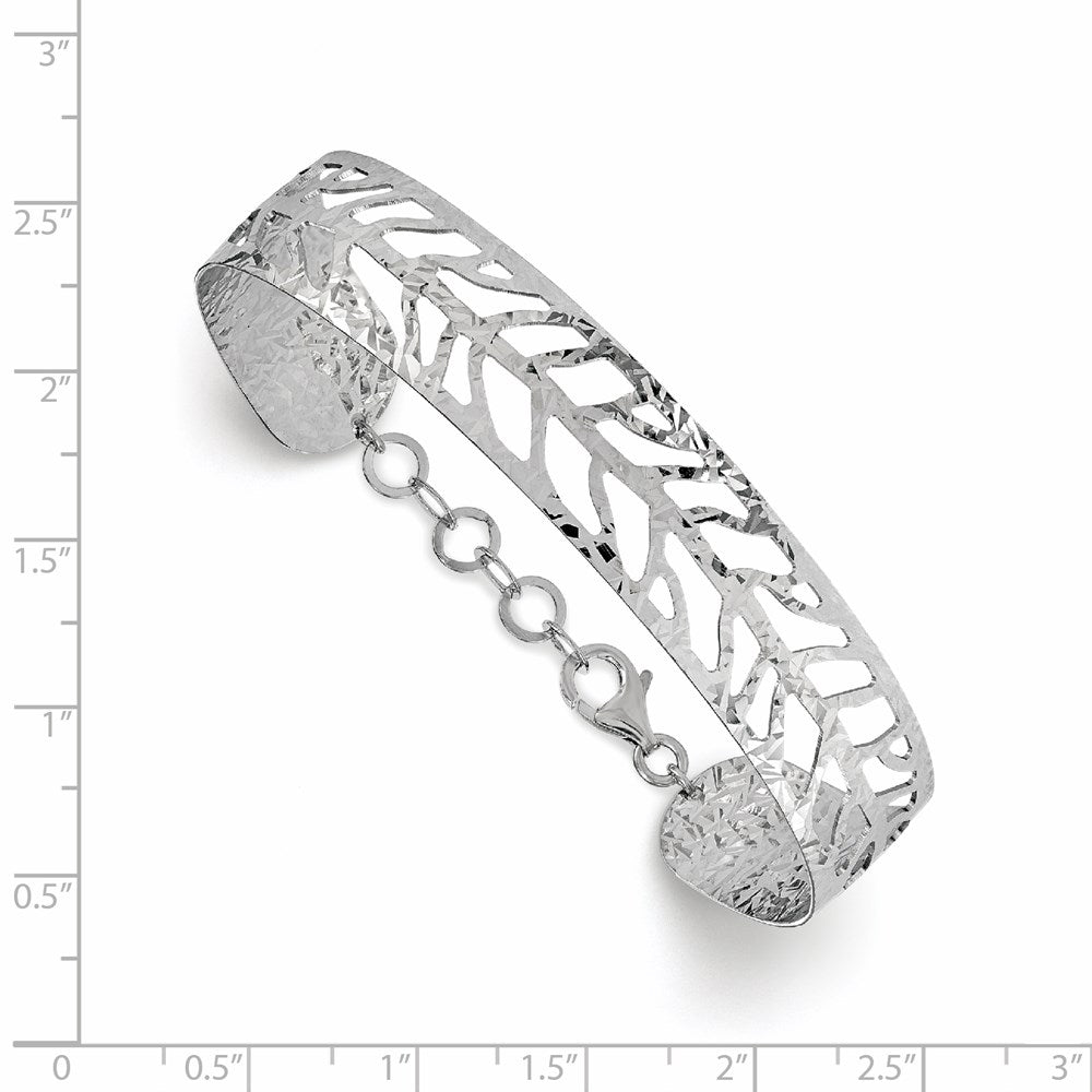 Sterling Silver Ss Rhodium-Plated Fancy Bangle