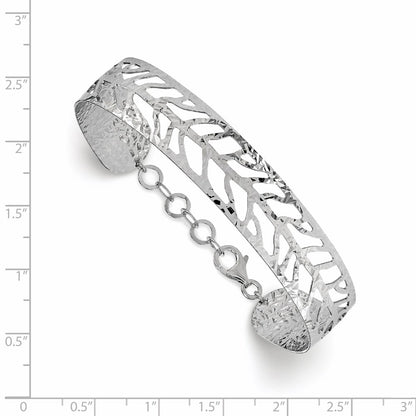 Sterling Silver Ss Rhodium-Plated Fancy Bangle