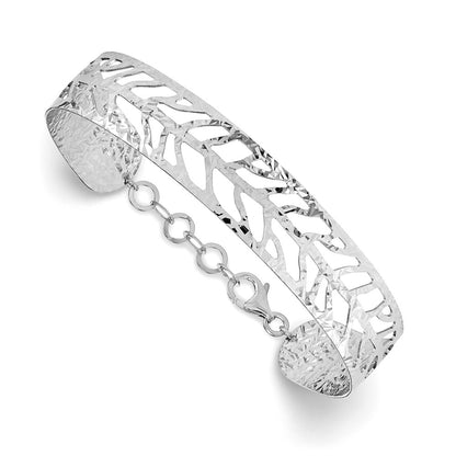 Sterling Silver Ss Rhodium-Plated Fancy Bangle