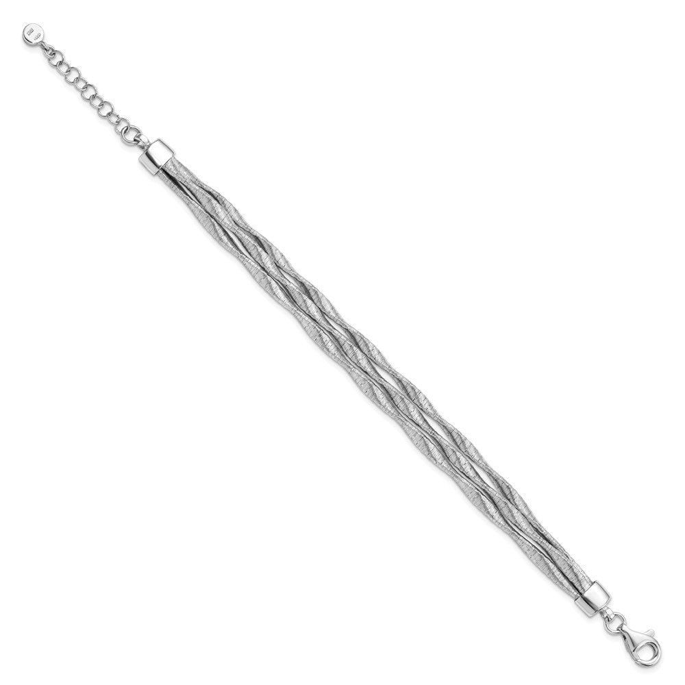 7 Inch Sterling Silver Rhodium-Plated 3-Strand With 1In Ext. Bracelet