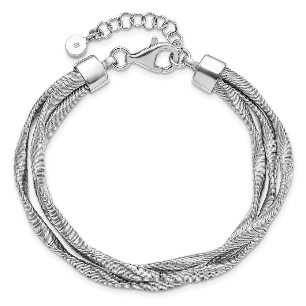 7 Inch Sterling Silver Rhodium-Plated 3-Strand With 1In Ext. Bracelet