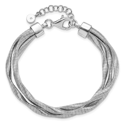 7 Inch Sterling Silver Rhodium-Plated 3-Strand With 1In Ext. Bracelet