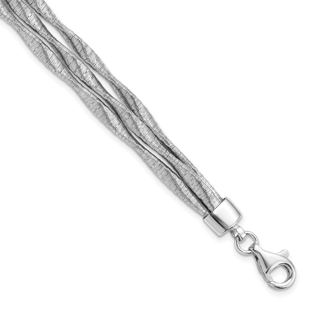 7 Inch Sterling Silver Rhodium-Plated 3-Strand With 1In Ext. Bracelet