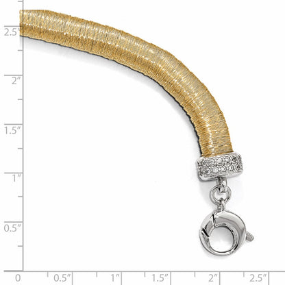 7 Inch Sterling Silver Gold-Tone Cz With 1In Ext. Bracelet