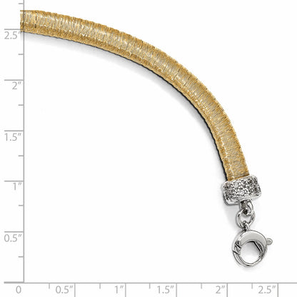 7 Inch Sterling Silver Gold-Tone Cz With 1In Ext. Bracelet