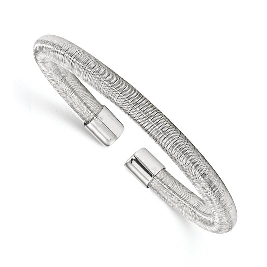 Sterling Silver Rhodium-Plated Cuff Bangle