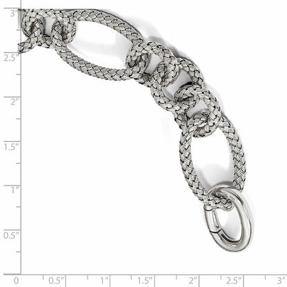 8.5 Inch Sterling Silver Polished Woven Link Bracelet