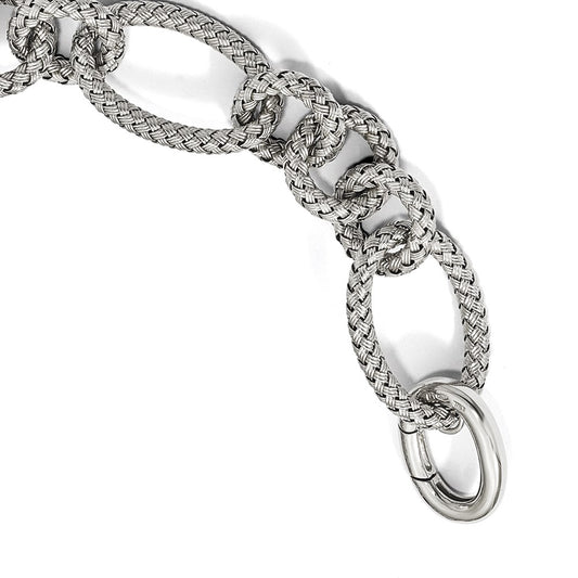 8.5 Inch Sterling Silver Polished Woven Link Bracelet