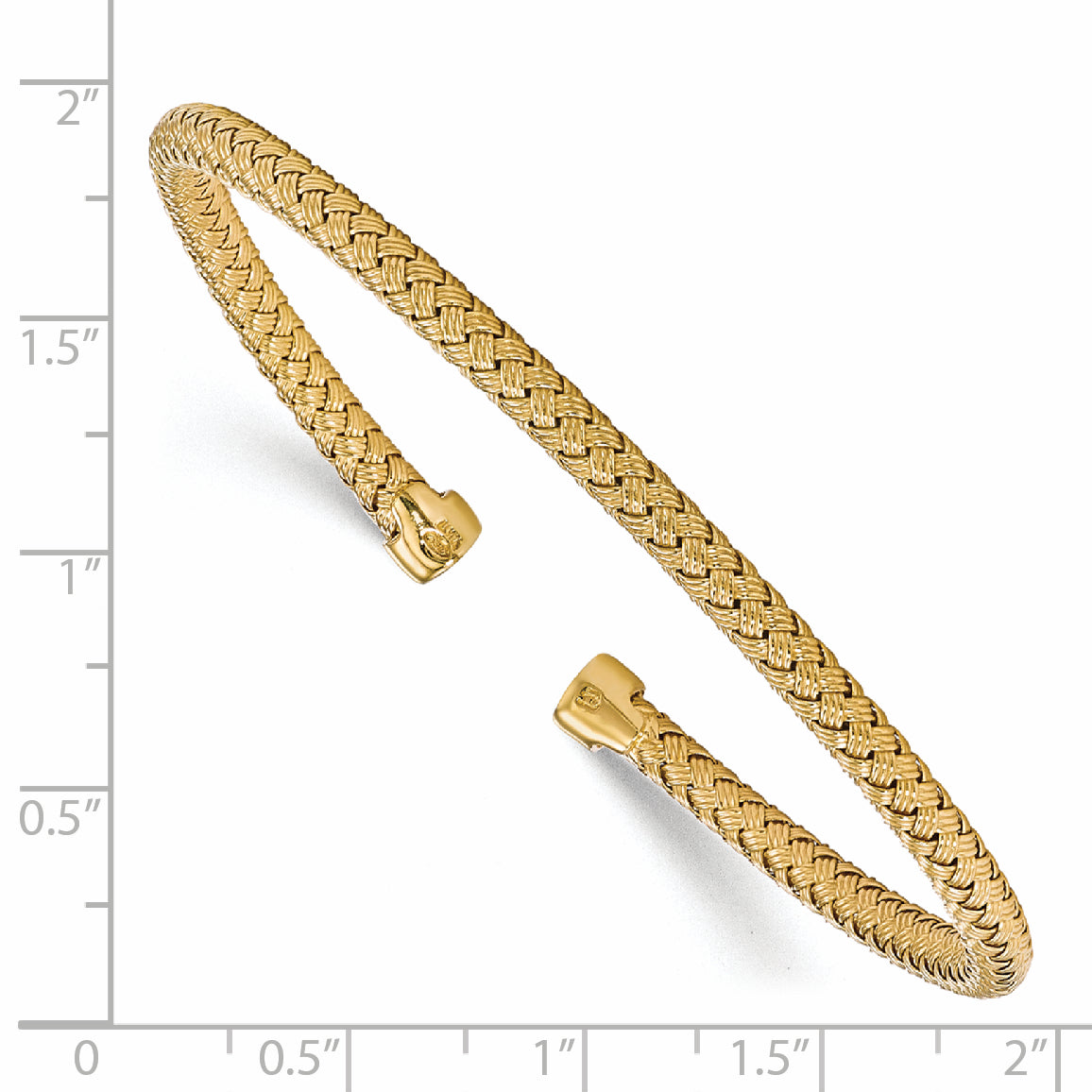 Ss/Gold Plated Sterling Silver Gold-Plated Polished Woven Cuff Bangle