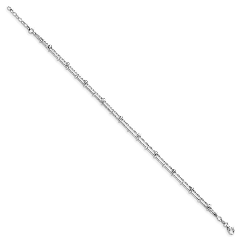 Sterling Silver Double Strand W/.5In Ext. Anklet