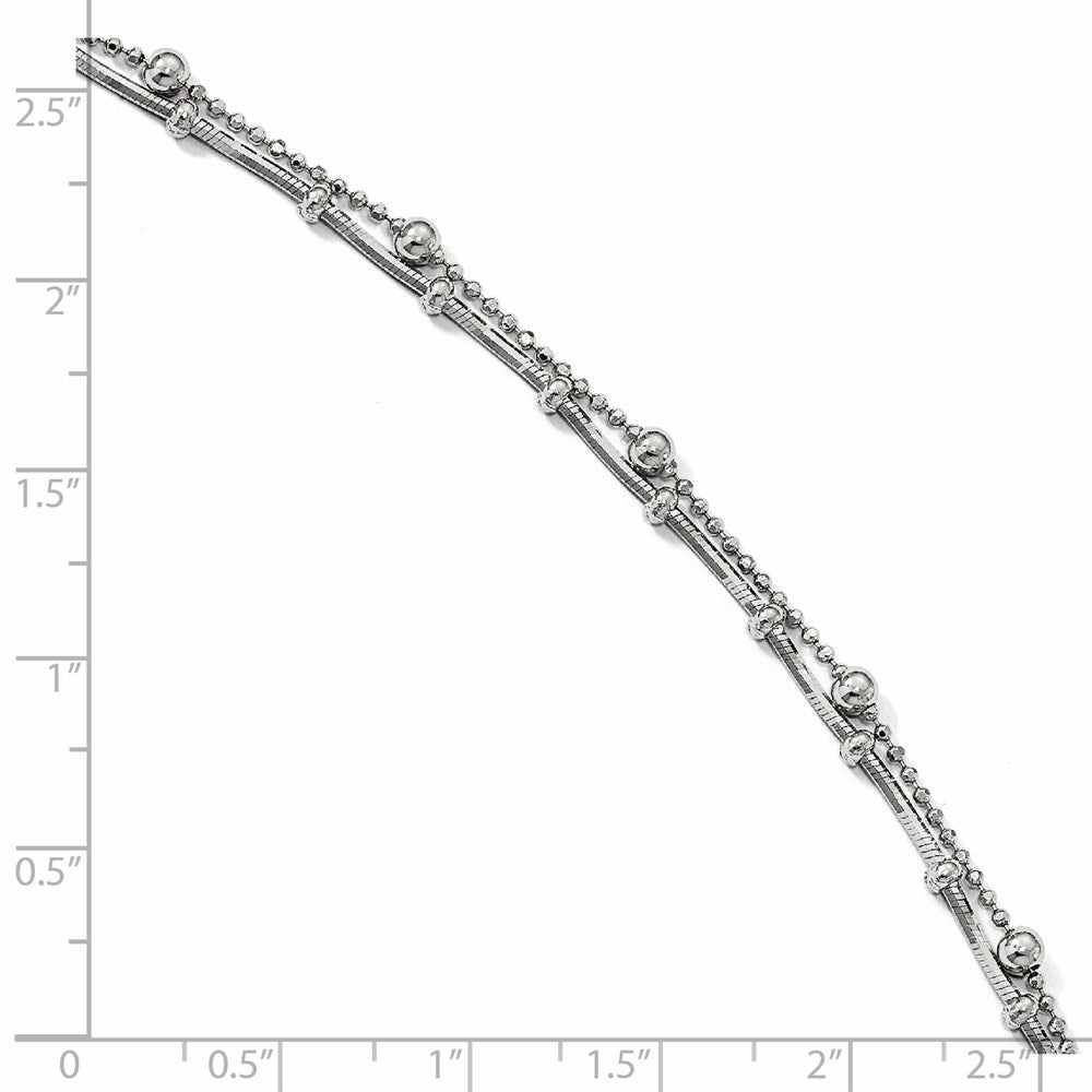 Sterling Silver Double Strand W/.5In Ext. Anklet