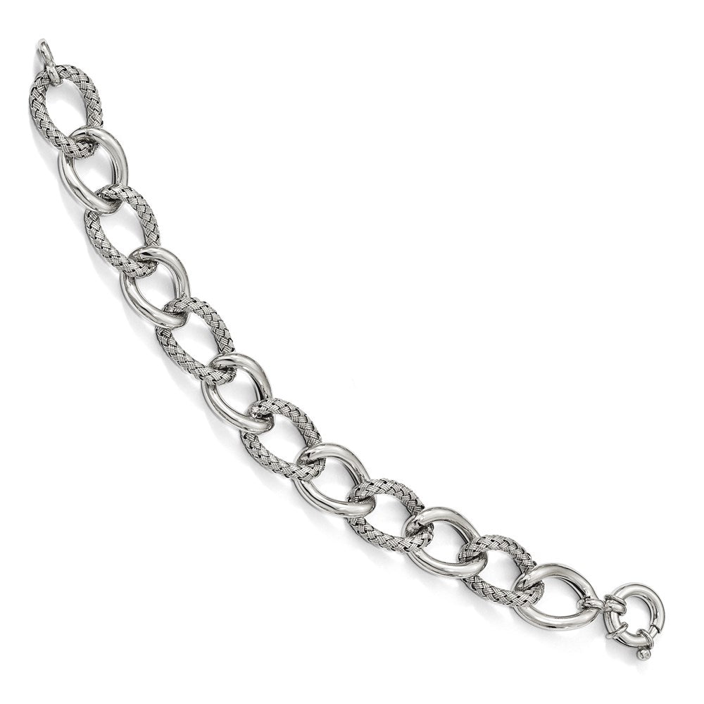 7 Inch Sterling Silver Polished Woven Bracelet