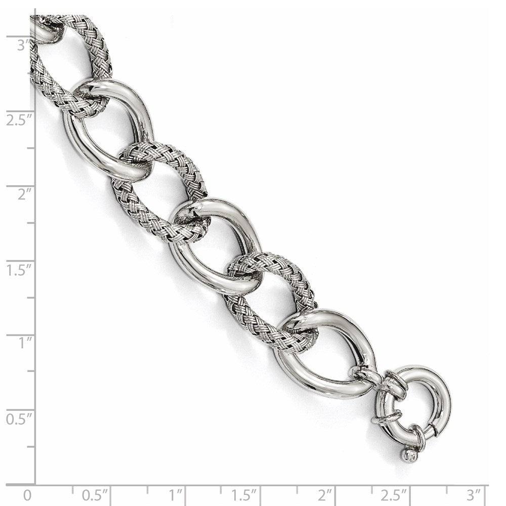 7 Inch Sterling Silver Polished Woven Bracelet