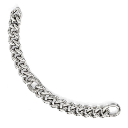 7 Inch Sterling Silver Cz Polished Woven Bracelet