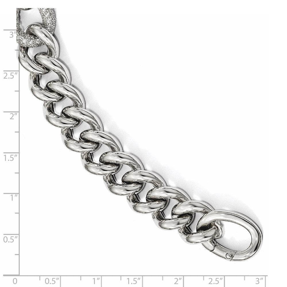 7 Inch Sterling Silver Cz Polished Woven Bracelet