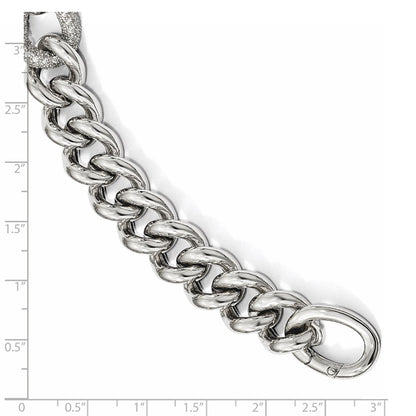 7 Inch Sterling Silver Cz Polished Woven Bracelet