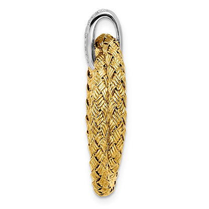 Sterling Silver Rhodium-Plated Gold-Plated Cz Braided Pendant