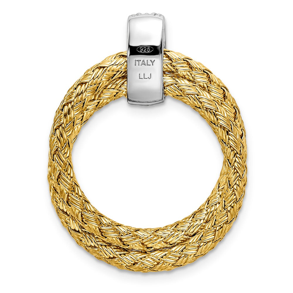 Sterling Silver Rhodium-Plated Gold-Plated Cz Braided Pendant