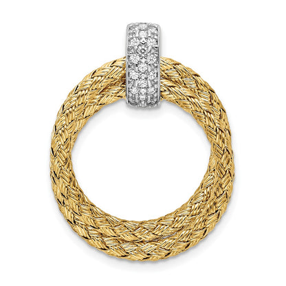 Sterling Silver Rhodium-Plated Gold-Plated Cz Braided Pendant