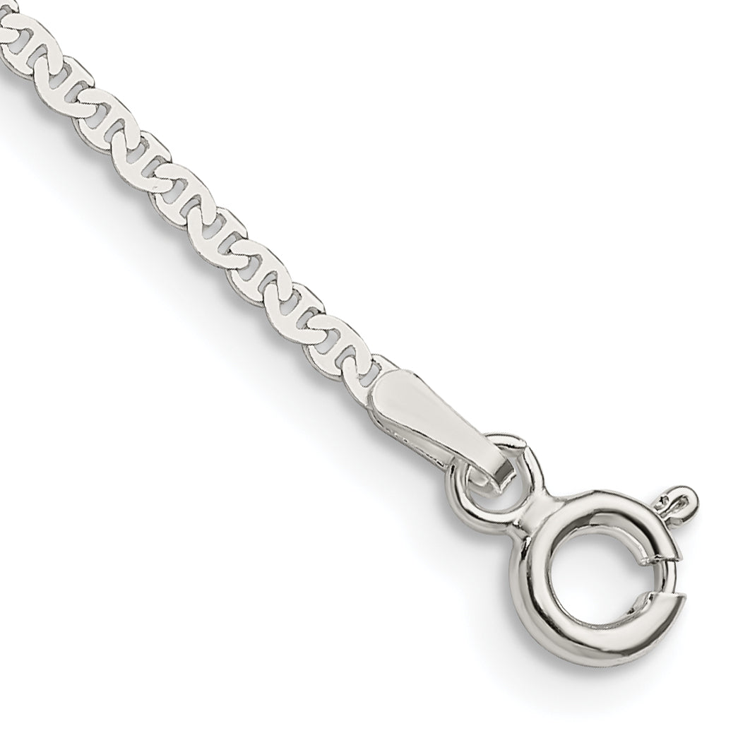 10 Inch Sterling Silver 1.85mm Flat Anchor Chain Anklet