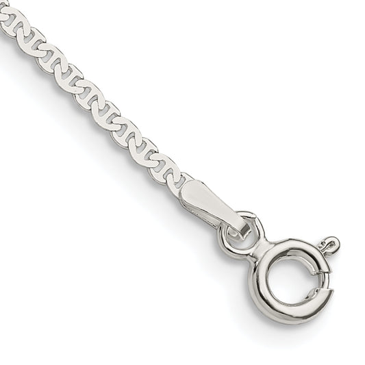 9 Inch Sterling Silver 1.85mm Flat Anchor Chain Anklet
