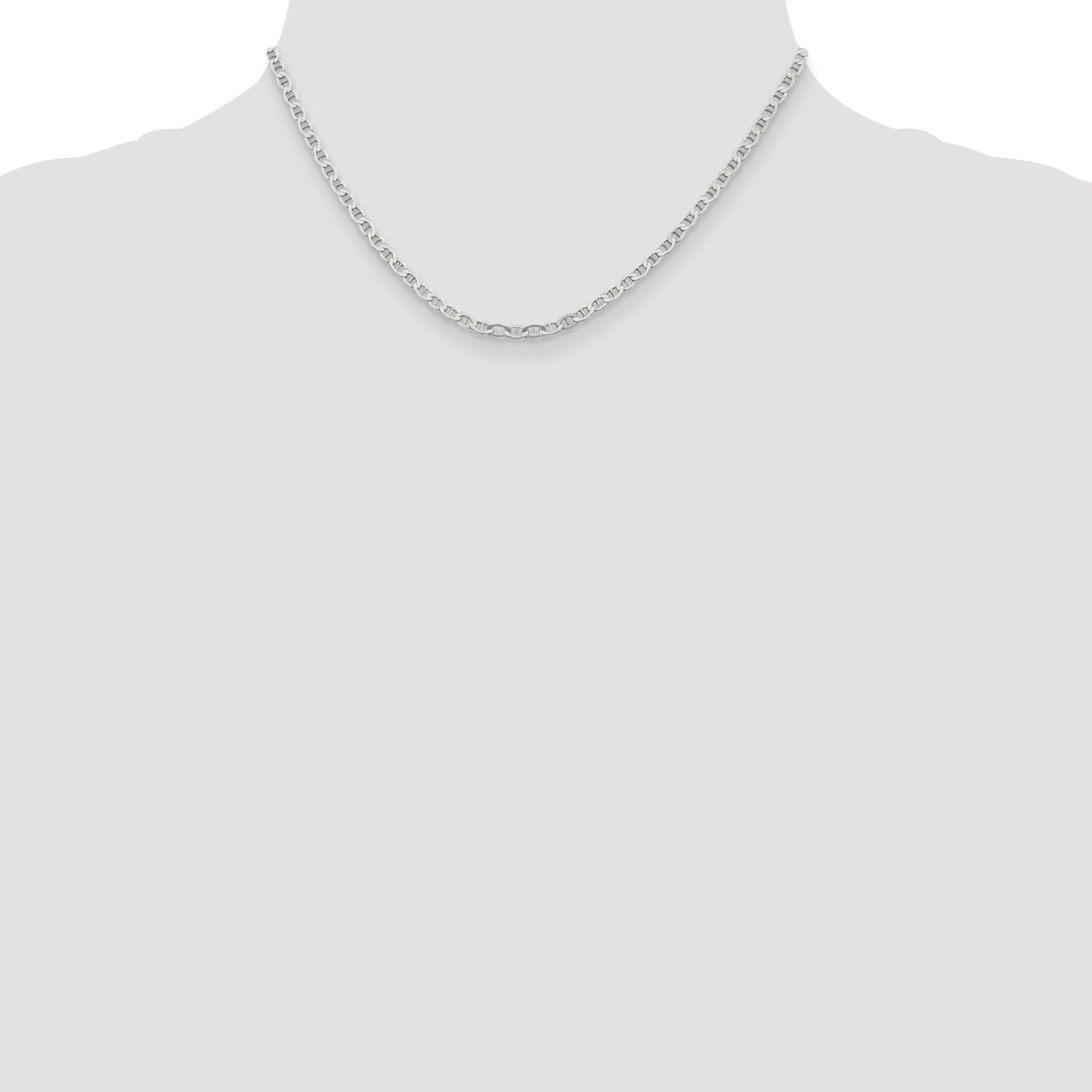 16 Inch Sterling Silver 3.1mm Flat Anchor Chain Necklace