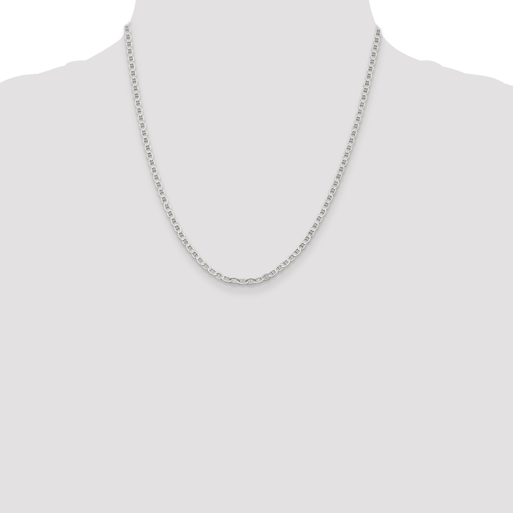 20 Inch Sterling Silver 3.1mm Flat Anchor Chain