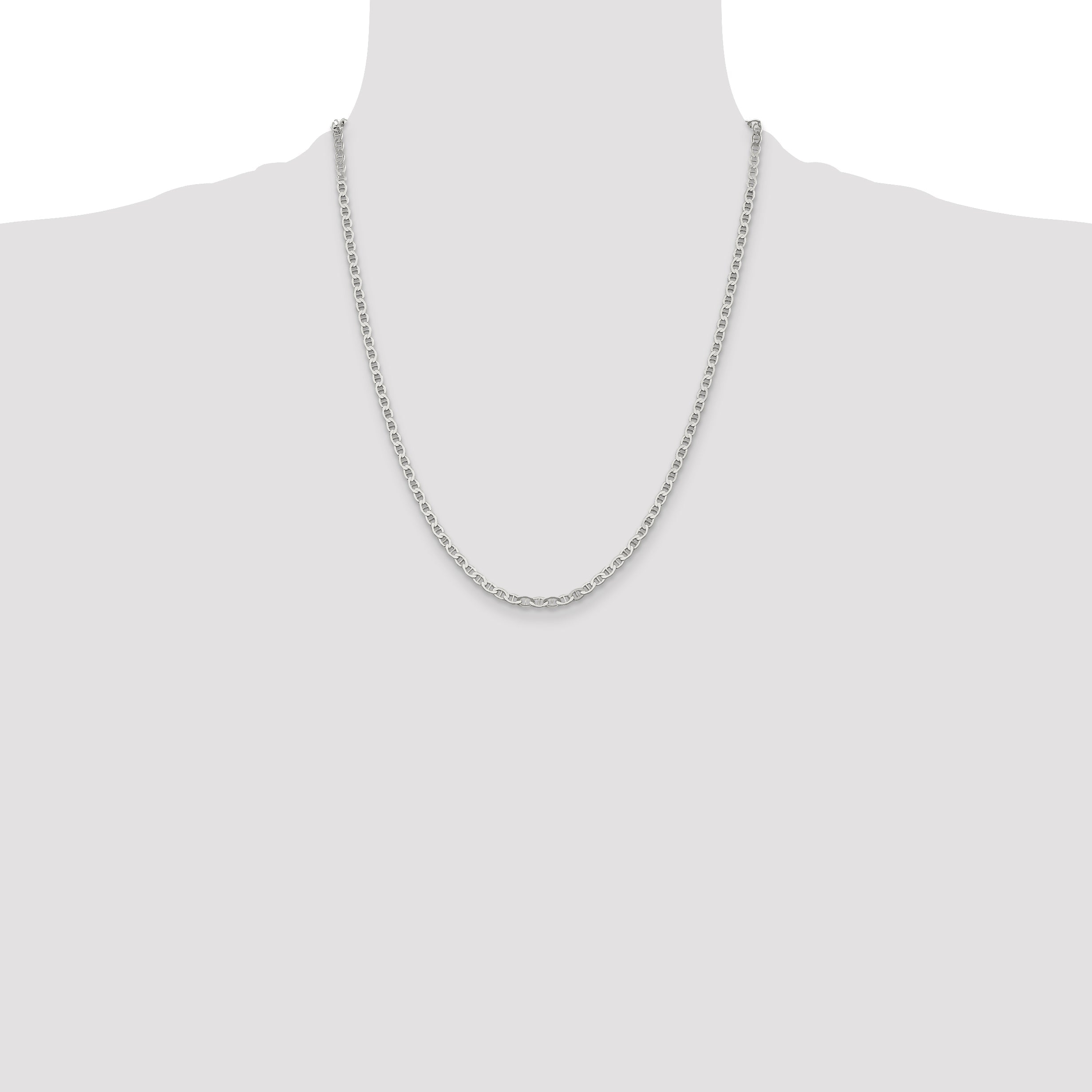 22 Inch Sterling Silver 3.1mm Flat Anchor Chain