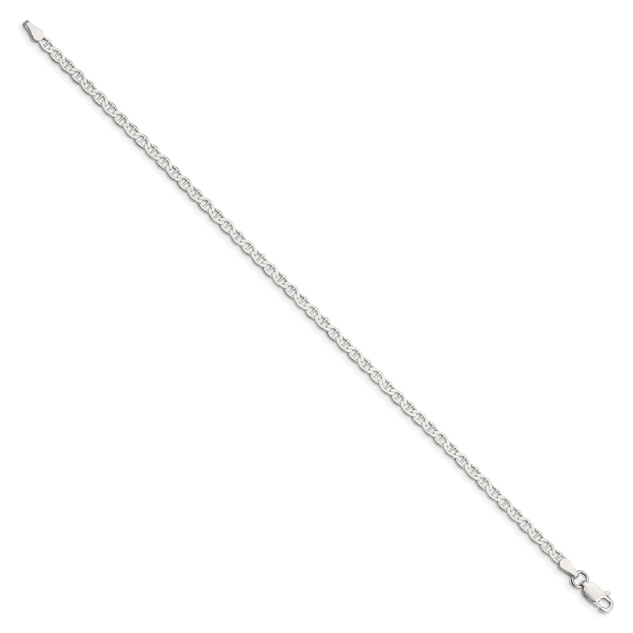 10 Inch Sterling Silver 3.1mm Flat Anchor Chain Anklet