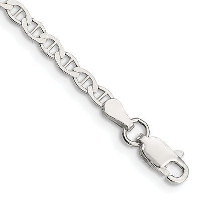 10 Inch Sterling Silver 3.1mm Flat Anchor Chain Anklet