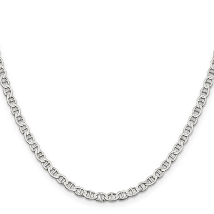 24 Inch Sterling Silver 4mm Flat Anchor Chain Necklace