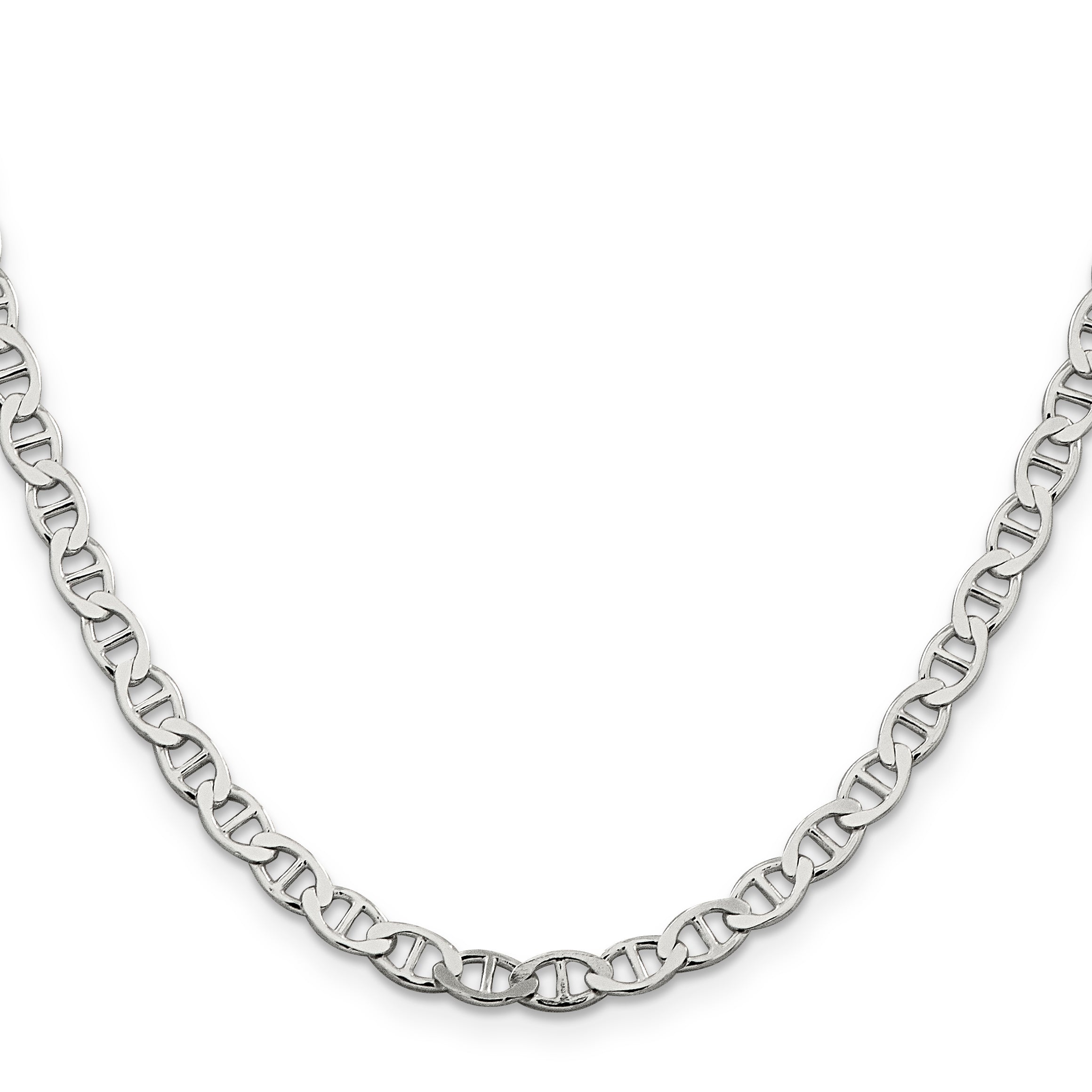 24 Inch Sterling Silver 4.75mm Flat Anchor Chain Necklace