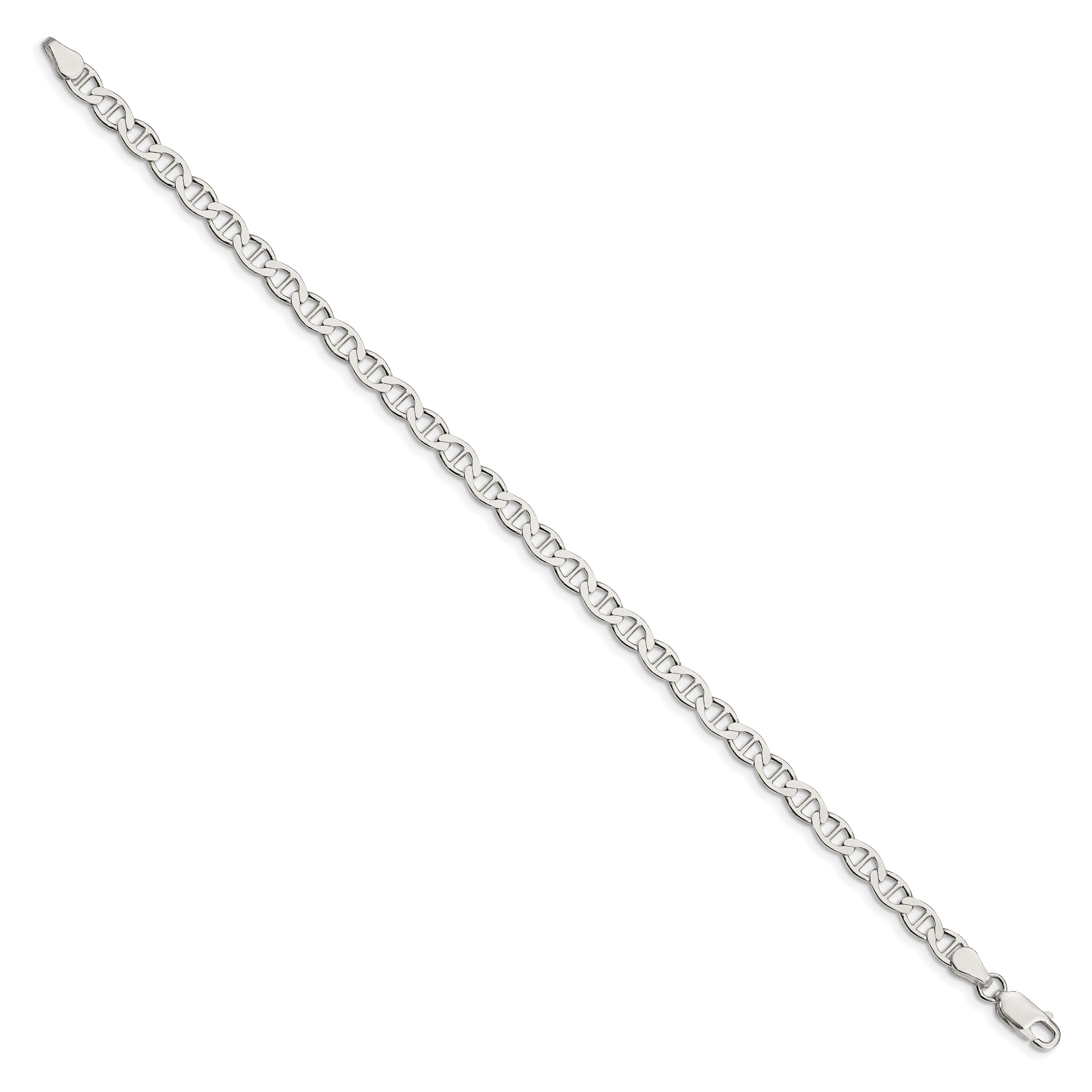 8 Inch Sterling Silver 4.75mm Flat Anchor Chain Bracelet