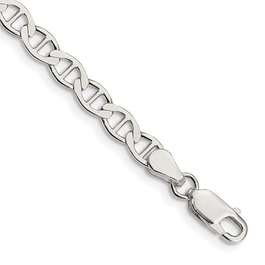 8 Inch Sterling Silver 4.75mm Flat Anchor Chain Bracelet