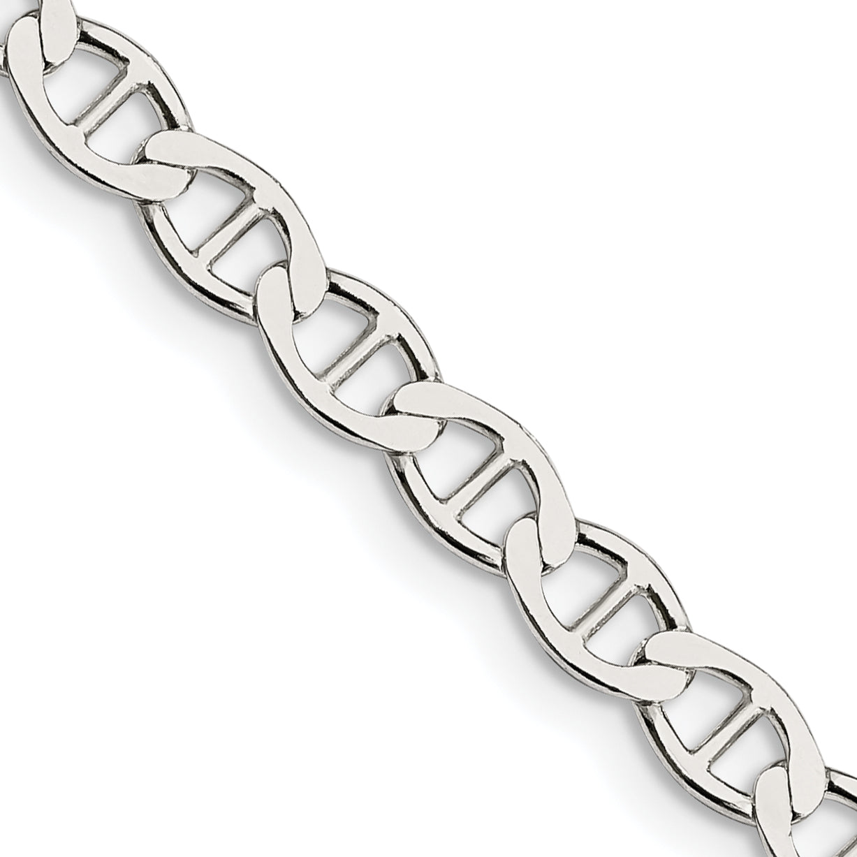 24 Inch Sterling Silver 4.75mm Flat Anchor Chain Necklace
